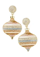 Gold Tone Ornament Drop Earrings