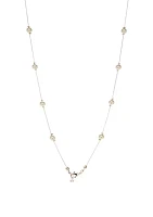 6 Millimeter White Pearl Long Chain Necklace 