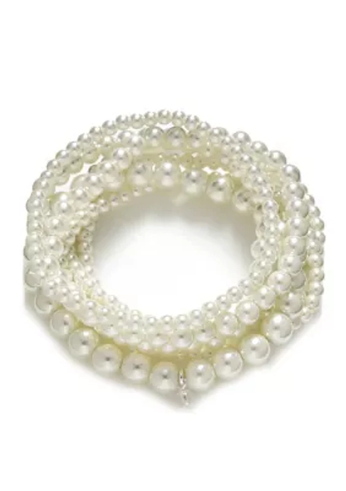 Multi Strand Pearl Stretch Bracelet