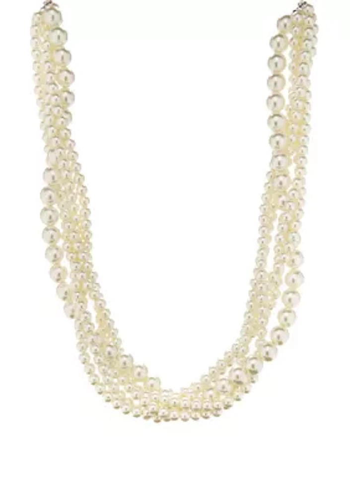 18 Inch Multi Strand Pearl Necklace 