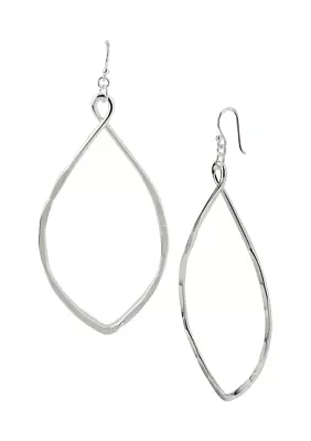 Silver Oval Drop Earrings