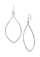 Silver Oval Drop Earrings