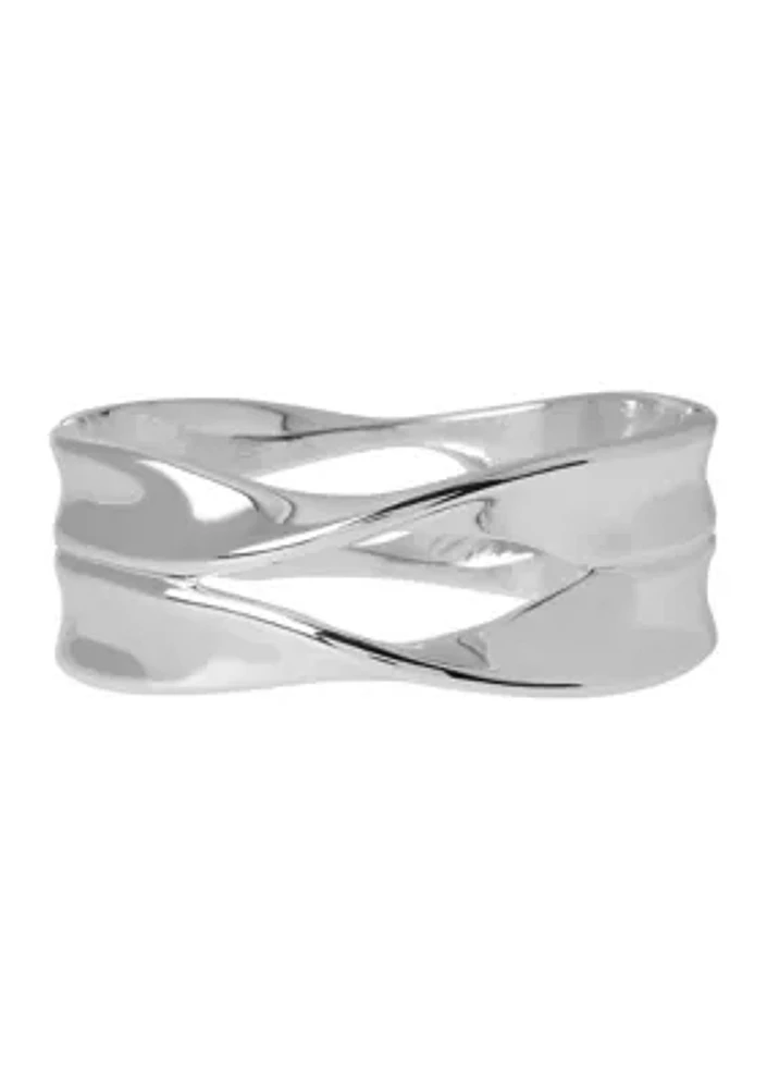 Sculptural Cut-Out Hinged Bangle Bracelet