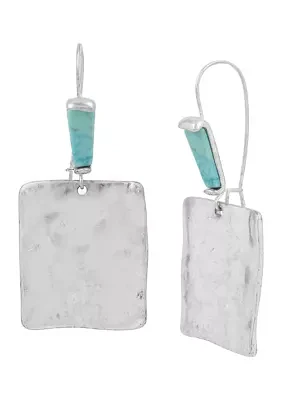 Sculptural Square Long Drop Earrings