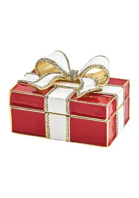 Bejeweled Desire Red Gift Box with Ring Pad Trinket Box
