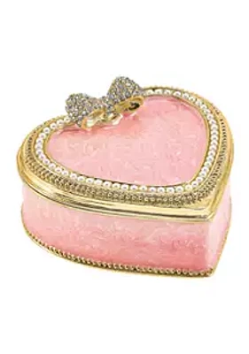Luxury Giftware by Jere Bejeweled Pearly Pink Heart with Ring Pad Trinket Box