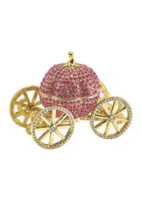 Luxury Giftware by Jere Bejeweled Pink Pumpkin Coach with Ring Pad Trinket Box