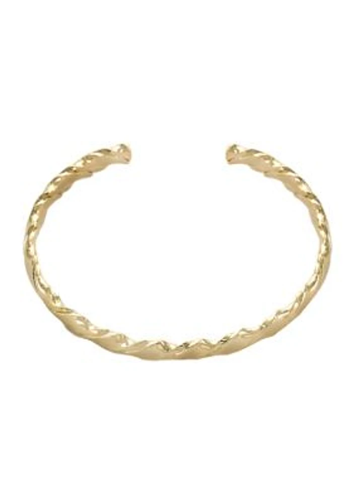 Gold Plated Thin Twist Cuff Bracelet