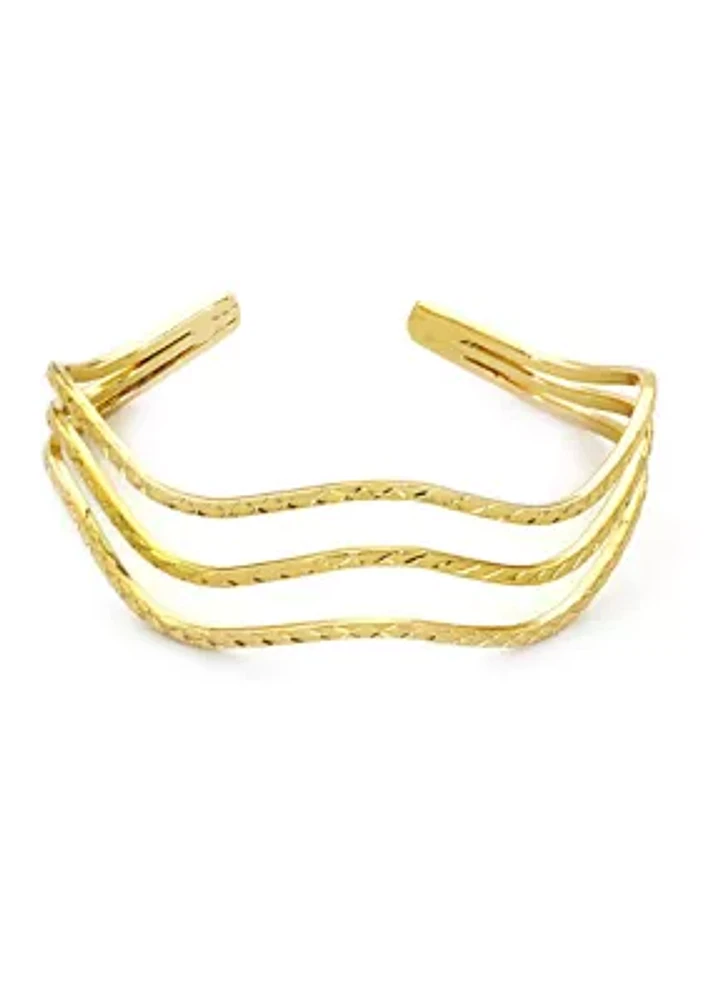 Gold Plated Wave Cuff Bracelet