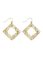 Gold Tone Crystal Beaded Drop Earrings