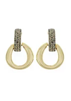 Gold Tone Hematite Pavé Earrings