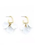 White Petals Hoop Earrings