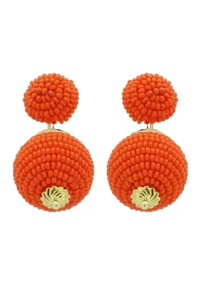 Beaded Double Ball Drop Earrings