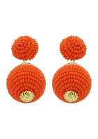 Beaded Double Ball Drop Earrings