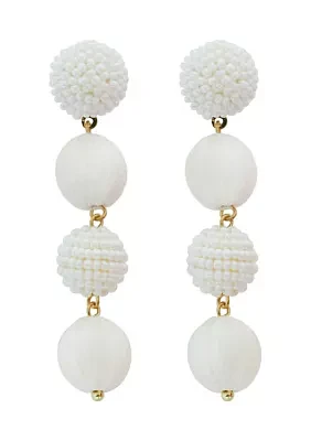 White Ball Linear Earrings