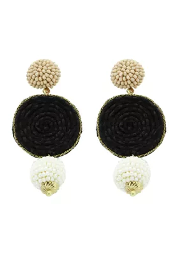 Multi Beaded Circle Drop Earrings