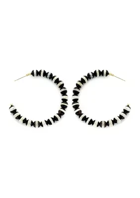 Black and White Stone Hoop Earrings