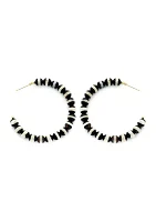 Black and White Stone Hoop Earrings