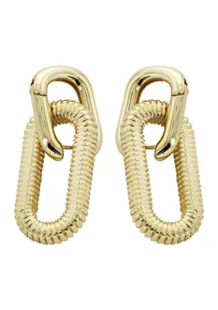 Gold Plated Textured Link Earrings