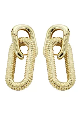 Gold Plated Textured Link Earrings