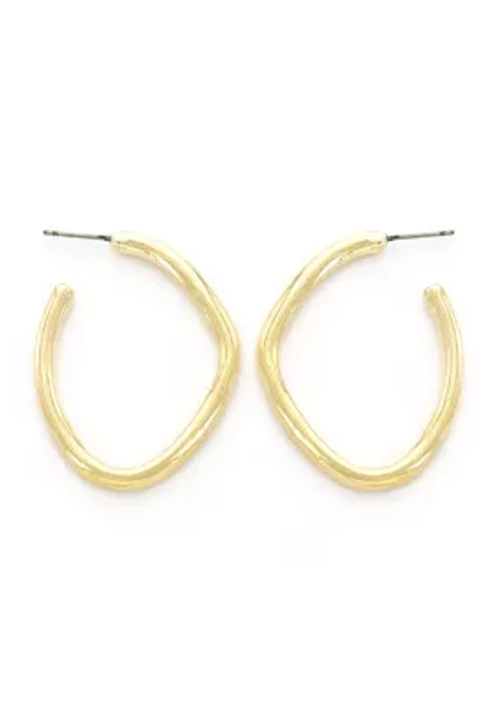 Gold Plated Organic Hoop Earrings