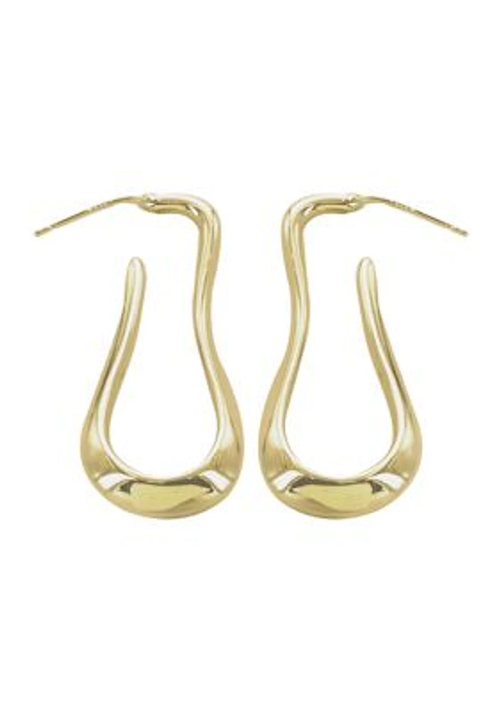 Gold Plated Organic Linear Hoop Earrings