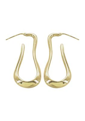 Gold Plated Organic Linear Hoop Earrings