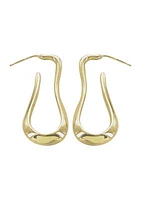 Gold Plated Organic Linear Hoop Earrings