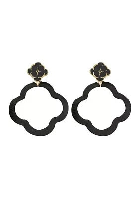 Flower Top Clover Drop Earrings