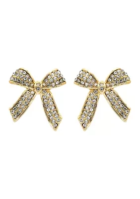 Plated Crystal Bow Stud Earrings