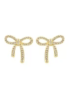 Gold Plated Crystal Bow Stud Earrings