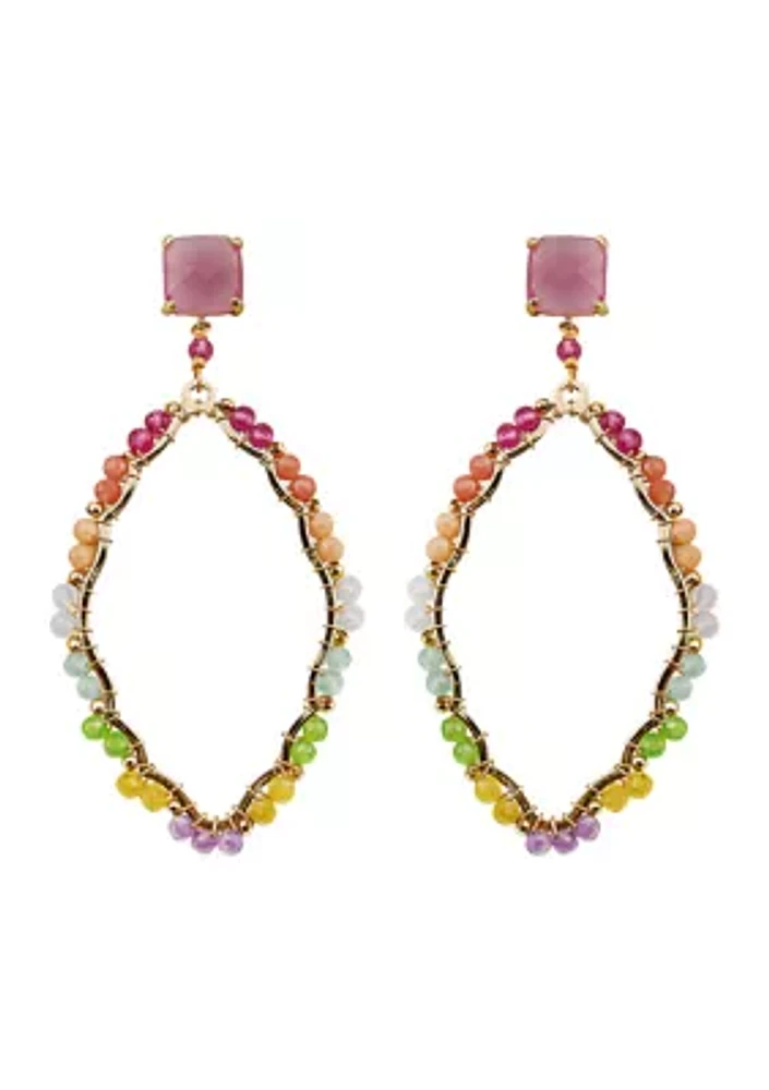 Multi Crystal Textile Drop Earrings