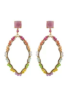 Multi Crystal Textile Drop Earrings