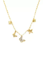 Gold Plated Butterfly Charm Necklace