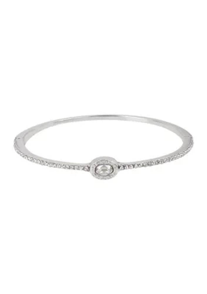 Signature Logo Swarovski® crystals Delicate Hinged Bangle Bracelet