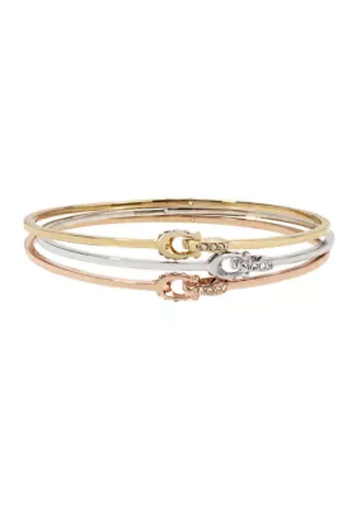 Interlocking Signature C Swarovski® Crystal Bangle Bracelet Set