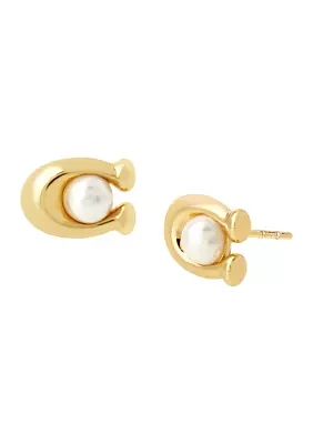 Pearl Signature C Stud Earrings 