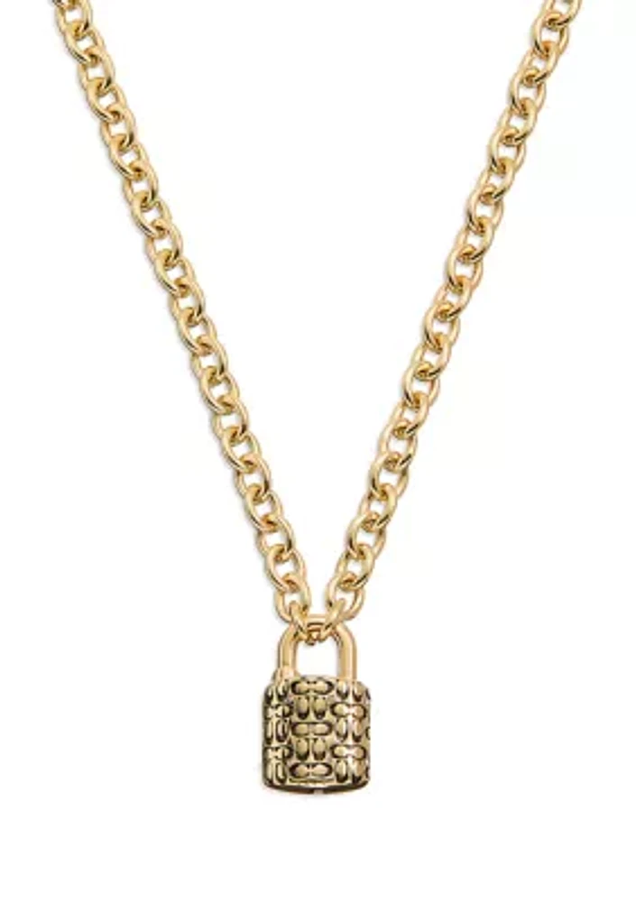 Quilted Padlock Necklace