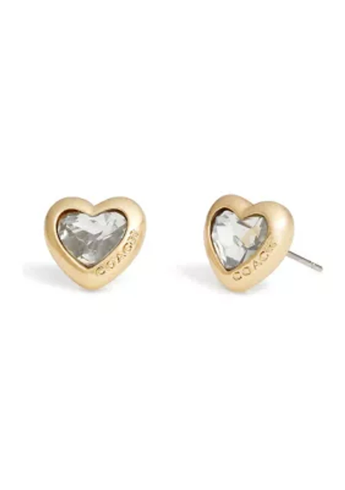 Gold Tone Heart Stud Earrings