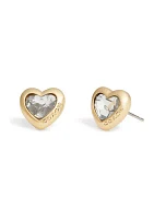 Gold Tone Heart Stud Earrings