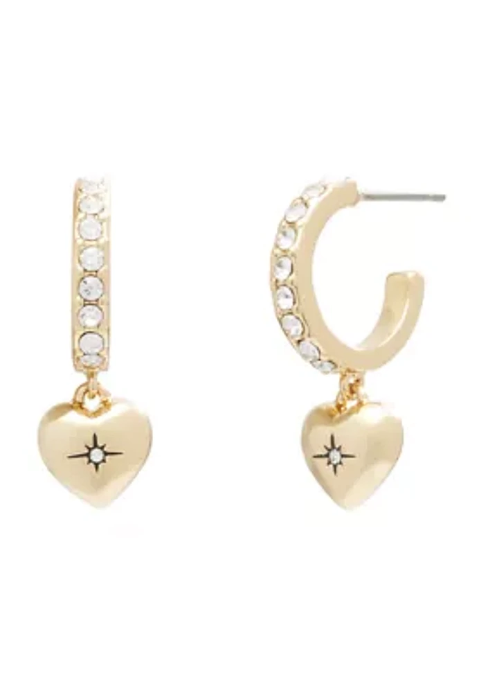 Heart Pavé Huggie Hoop Earrings