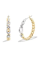 Mixed Chain Hoop Earrings