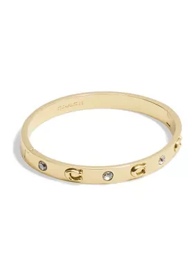 Silver Tone Hinge Bangle Bracelet