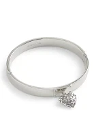 Signature Quilted Heart Charm Bangle Bracelet