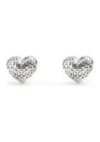 Signature Quilted Puffy Heart Huggie Earrings