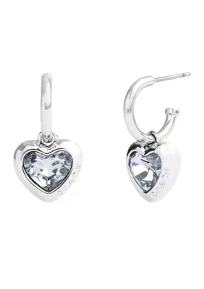 Stone Heart Charm Huggie Earrings