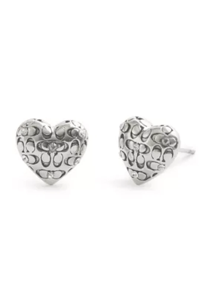 Signature Quilted Heart Stud Earrings