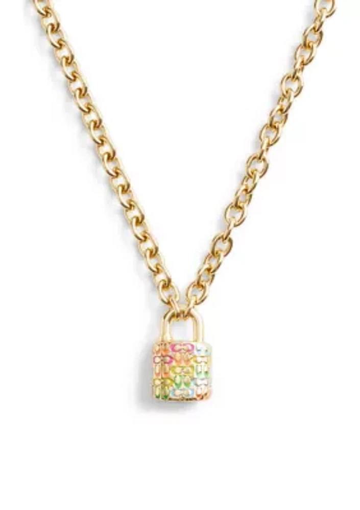 Signature Rainbow Quilted Lock Pendant Necklace