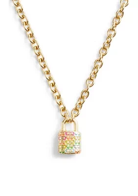 Signature Rainbow Quilted Lock Pendant Necklace