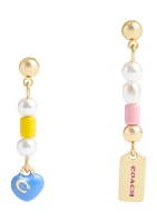 Signature Charm Mismatched Linear Earrings